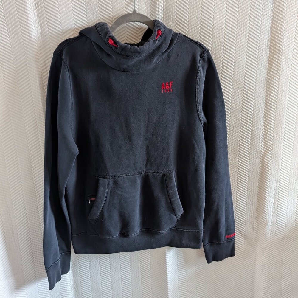 Abercrombie & Fitch Men's Muscle Fit Hoodie Navy & Red Size Medium 1892 Logo Y2K